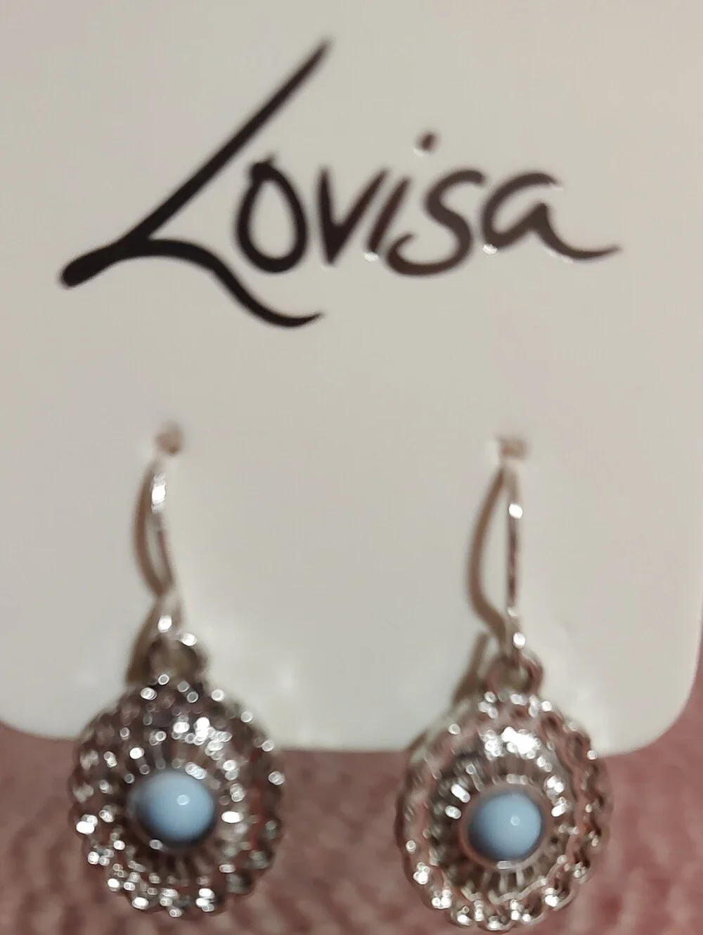 Lovisa Silver-Tone Drop Earrings with Sky Blue Cabochon